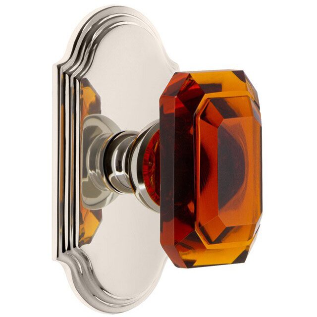 Grandeur Arc - Double Dummy Knob with Baguette Amber Crystal Knob in Polished Nickel