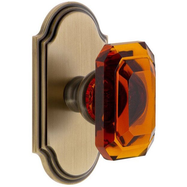 Grandeur Arc - Double Dummy Knob with Baguette Amber Crystal Knob in Vintage Brass