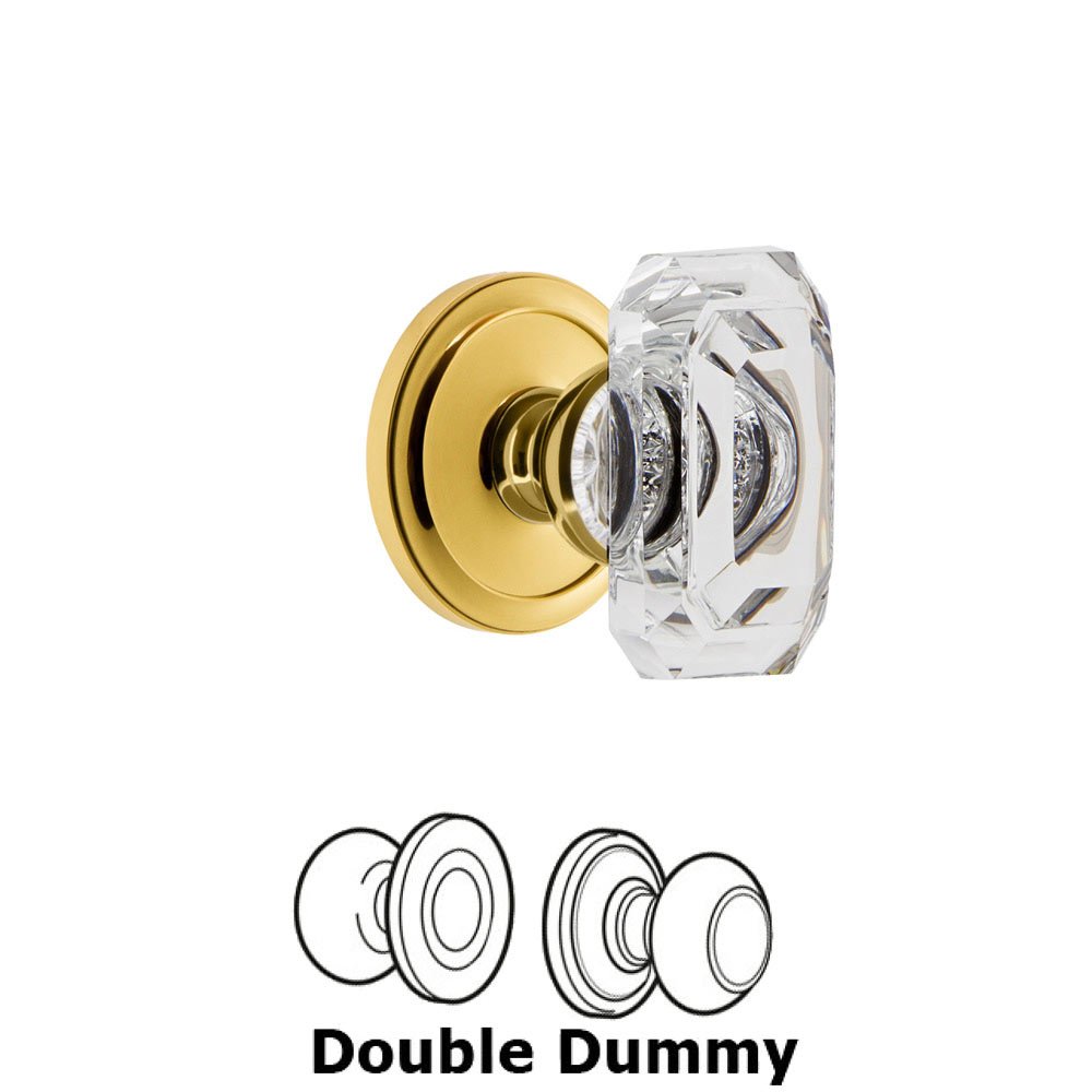 Grandeur Circulaire - Double Dummy Knob with Baguette Clear Crystal Knob in Polished Brass