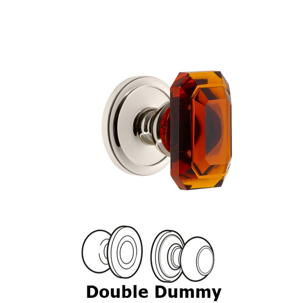 Grandeur Circulaire - Double Dummy Knob with Baguette Amber Crystal Knob in Polished Nickel