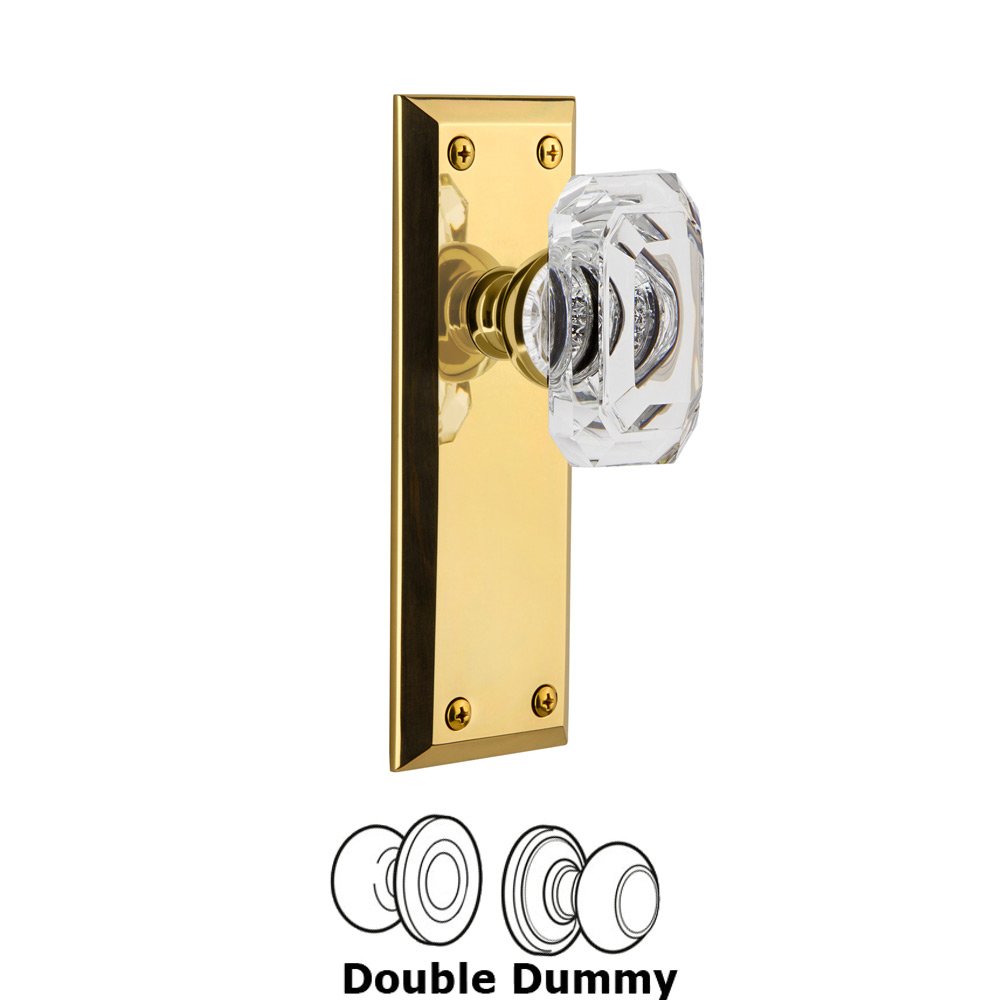 Grandeur Fifth Avenue - Double Dummy Knob with Baguette Clear Crystal Knob in Lifetime Brass