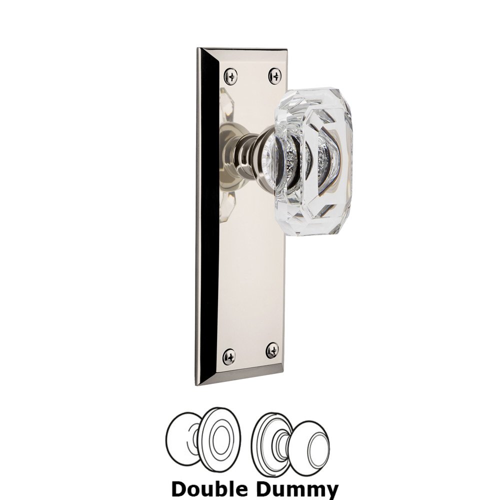 Grandeur Fifth Avenue - Double Dummy Knob with Baguette Clear Crystal Knob in Polished Nickel