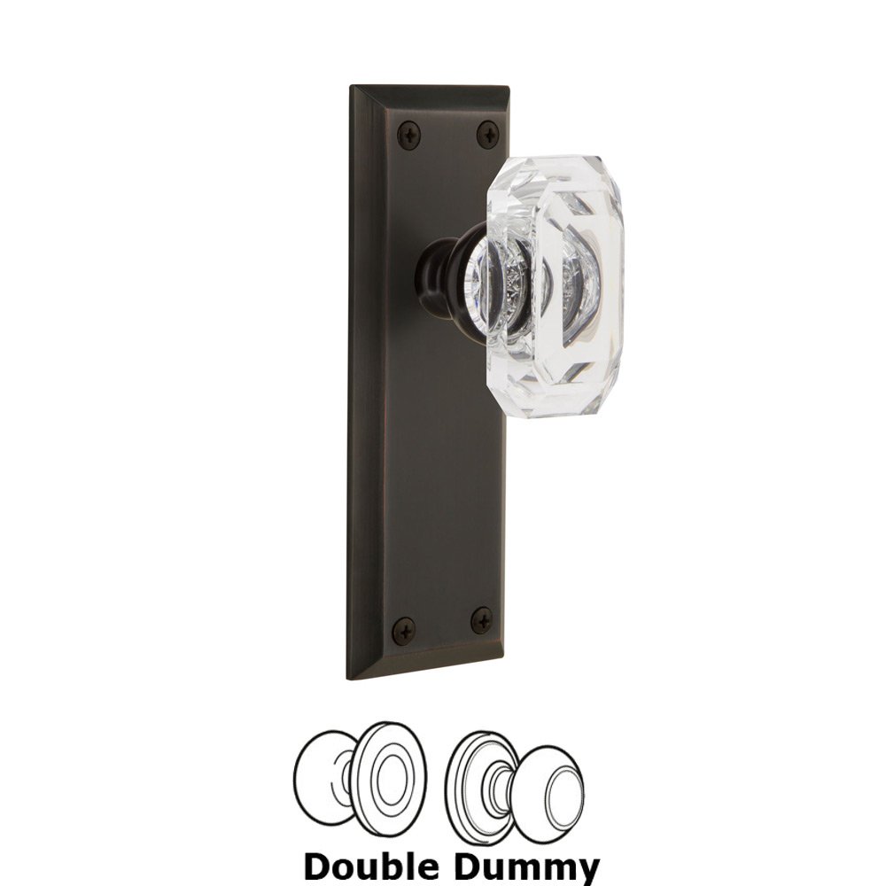 Grandeur Fifth Avenue - Double Dummy Knob with Baguette Clear Crystal Knob in Timeless Bronze