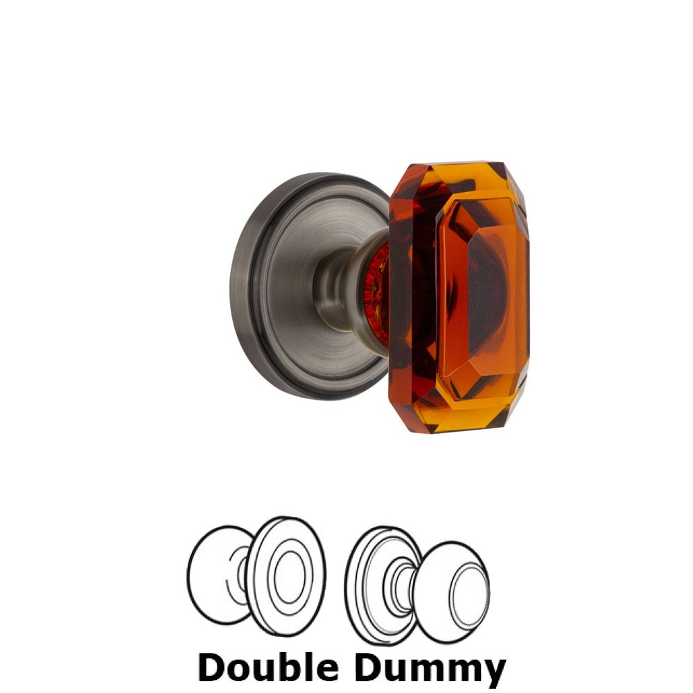 Grandeur Georgetown - Double Dummy Knob with Baguette Amber Crystal Knob in Antique Pewter