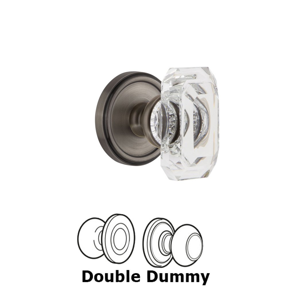 Grandeur Georgetown - Double Dummy Knob with Baguette Clear Crystal Knob in Antique Pewter