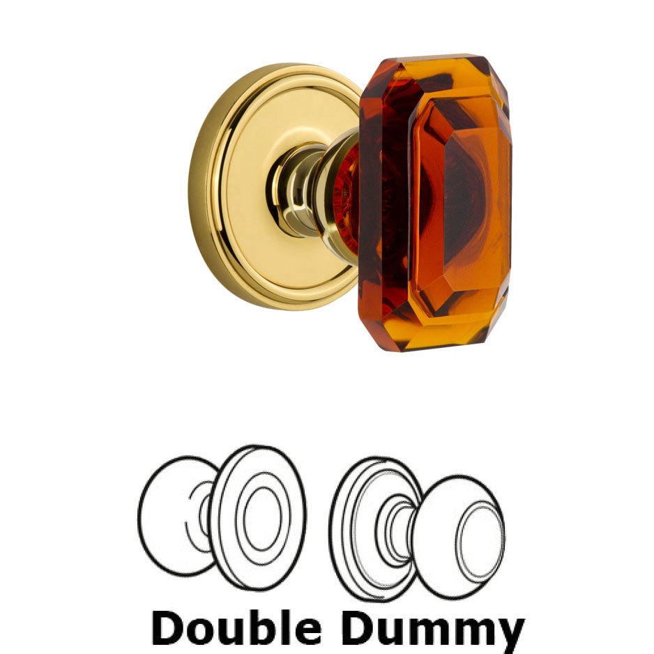 Grandeur Georgetown - Double Dummy Knob with Baguette Amber Crystal Knob in Lifetime Brass
