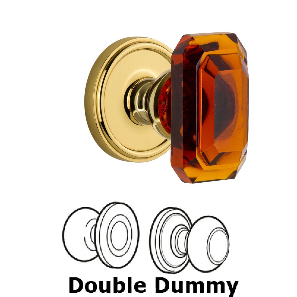 Grandeur Georgetown - Double Dummy Knob with Baguette Amber Crystal Knob in Polished Brass