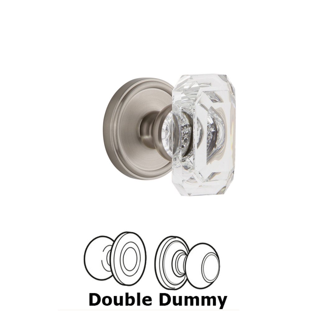 Grandeur Georgetown - Double Dummy Knob with Baguette Clear Crystal Knob in Satin Nickel