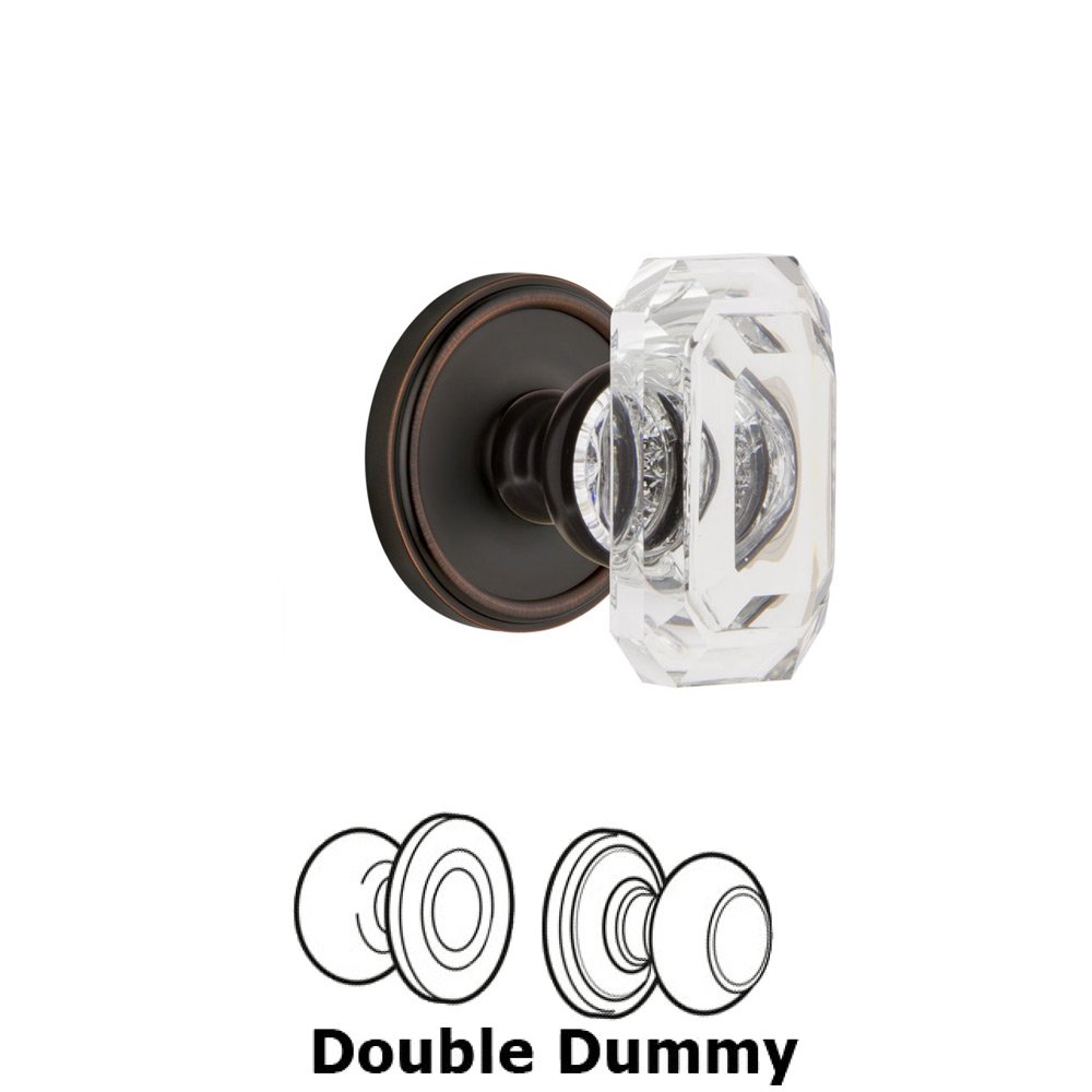 Grandeur Georgetown - Double Dummy Knob with Baguette Clear Crystal Knob in Timeless Bronze
