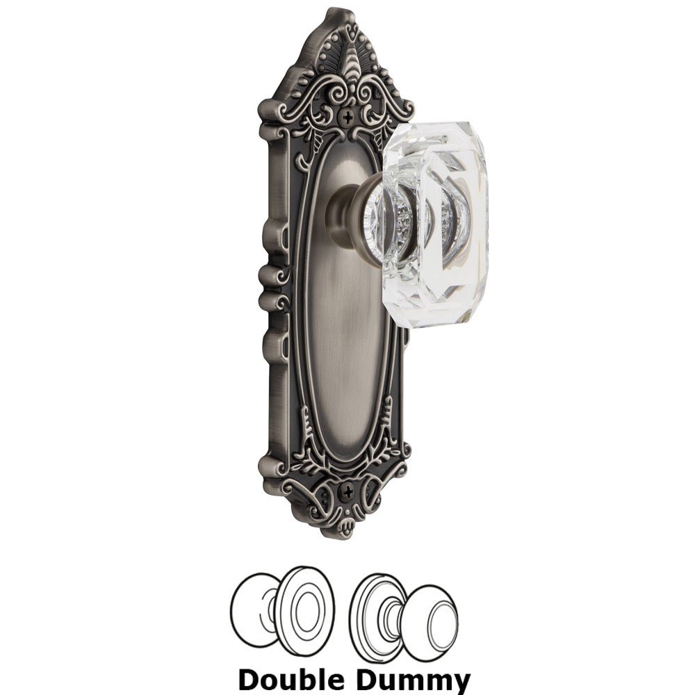 Grandeur Grande Victorian - Double Dummy Knob with Baguette Clear Crystal Knob in Antique Pewter