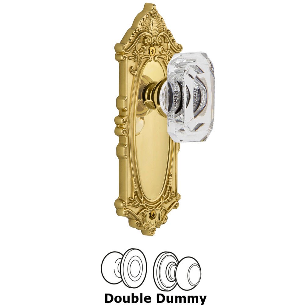 Grandeur Grande Victorian - Double Dummy Knob with Baguette Clear Crystal Knob in Lifetime Brass