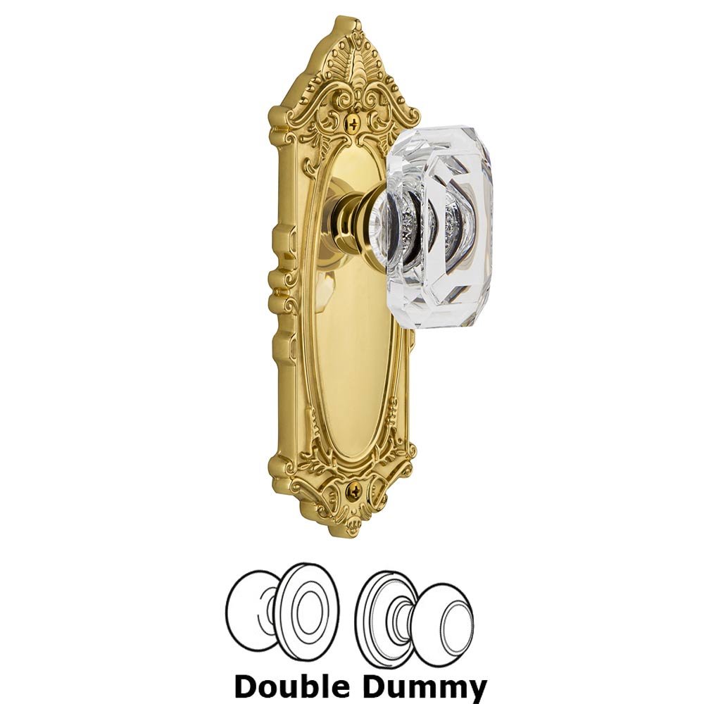 Grandeur Grande Victorian - Double Dummy Knob with Baguette Clear Crystal Knob in Polished Brass