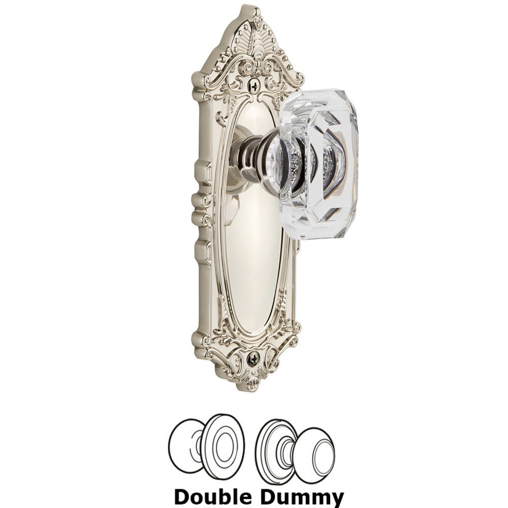 Grandeur Grande Victorian - Double Dummy Knob with Baguette Clear Crystal Knob in Polished Nickel