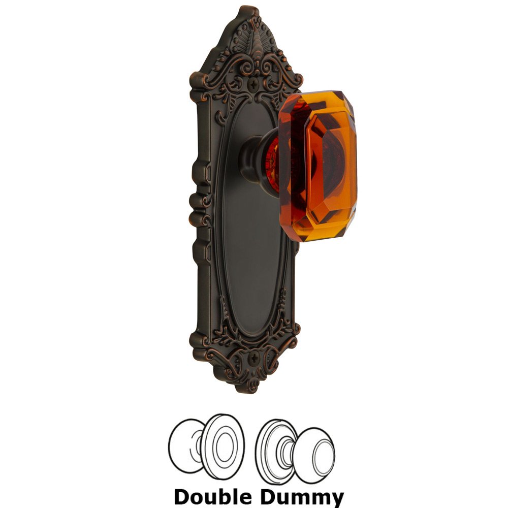 Grandeur Grande Victorian - Double Dummy Knob with Baguette Amber Crystal Knob in Timeless Bronze