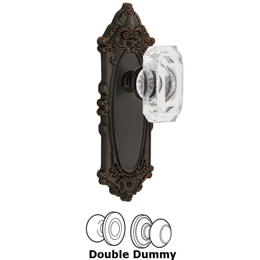 Grandeur Grande Victorian - Double Dummy Knob with Baguette Clear Crystal Knob in Timeless Bronze