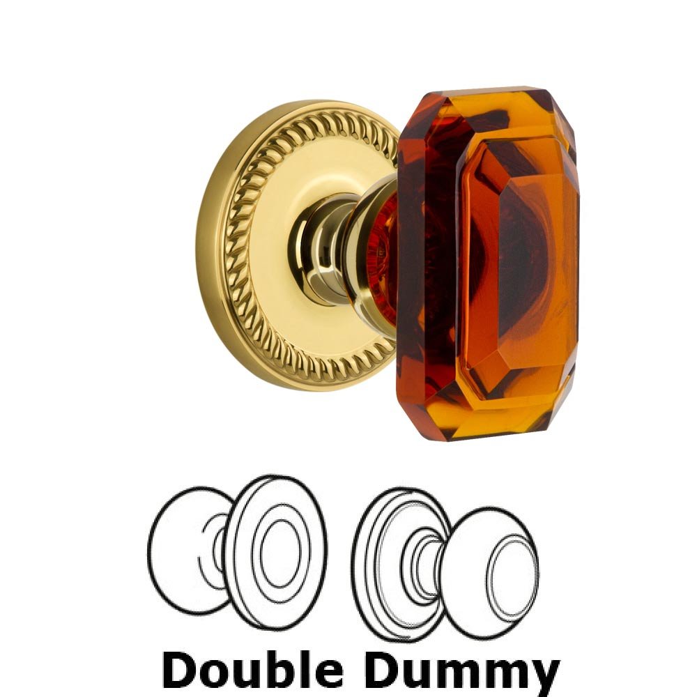 Grandeur Newport - Double Dummy Knob with Baguette Amber Crystal Knob in Lifetime Brass