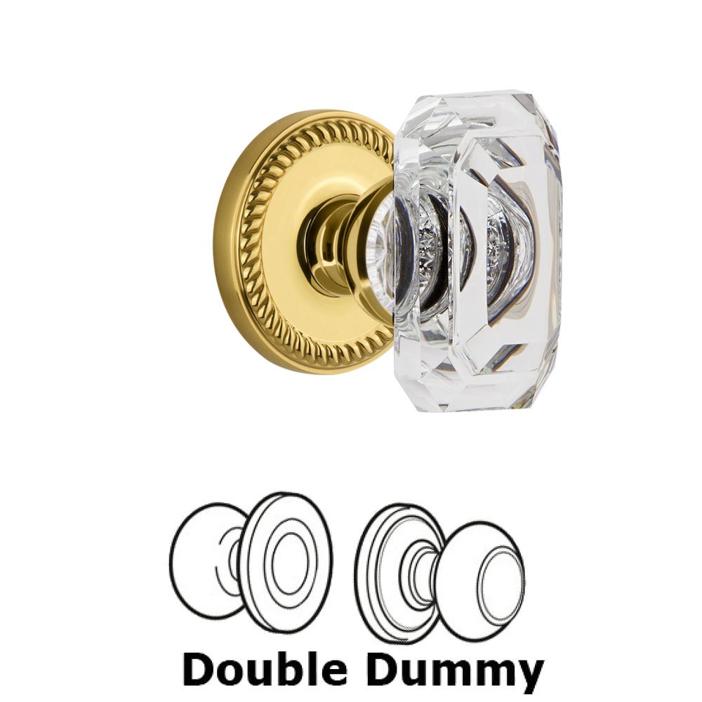 Grandeur Newport - Double Dummy Knob with Baguette Clear Crystal Knob in Lifetime Brass