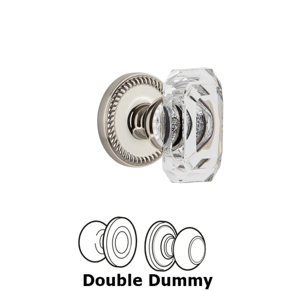Grandeur Newport - Double Dummy Knob with Baguette Clear Crystal Knob in Polished Nickel