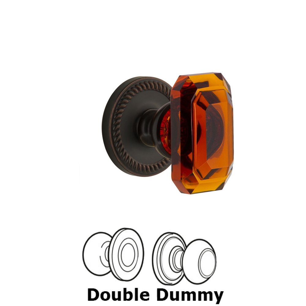 Grandeur Newport - Double Dummy Knob with Baguette Amber Crystal Knob in Timeless Bronze