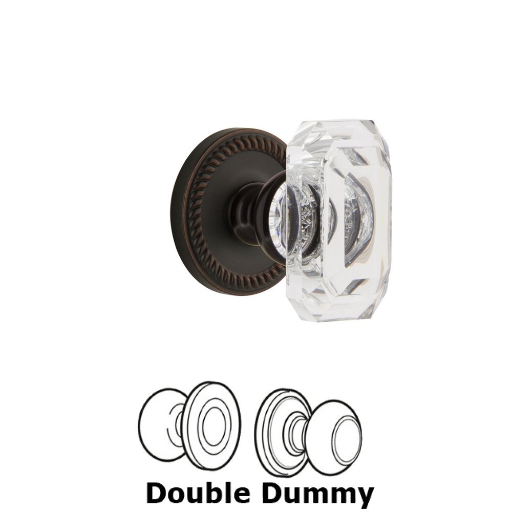 Grandeur Newport - Double Dummy Knob with Baguette Clear Crystal Knob in Timeless Bronze