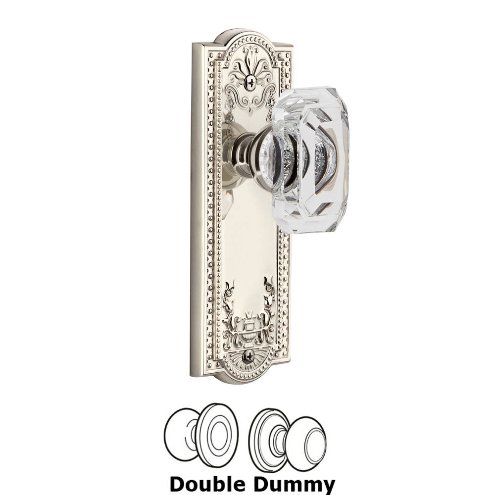 Grandeur Parthenon - Double Dummy Knob with Baguette Clear Crystal Knob in Polished Nickel