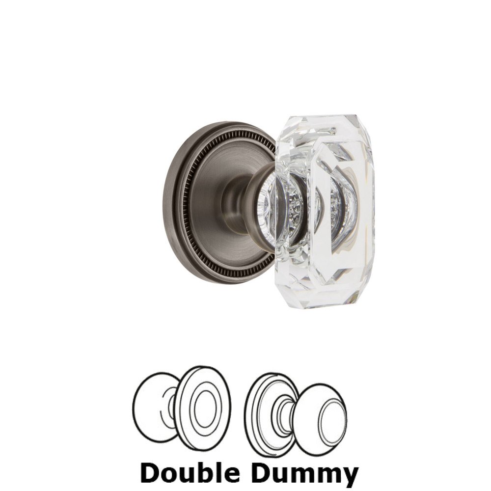 Grandeur Soleil - Double Dummy Knob with Baguette Clear Crystal Knob in Antique Pewter