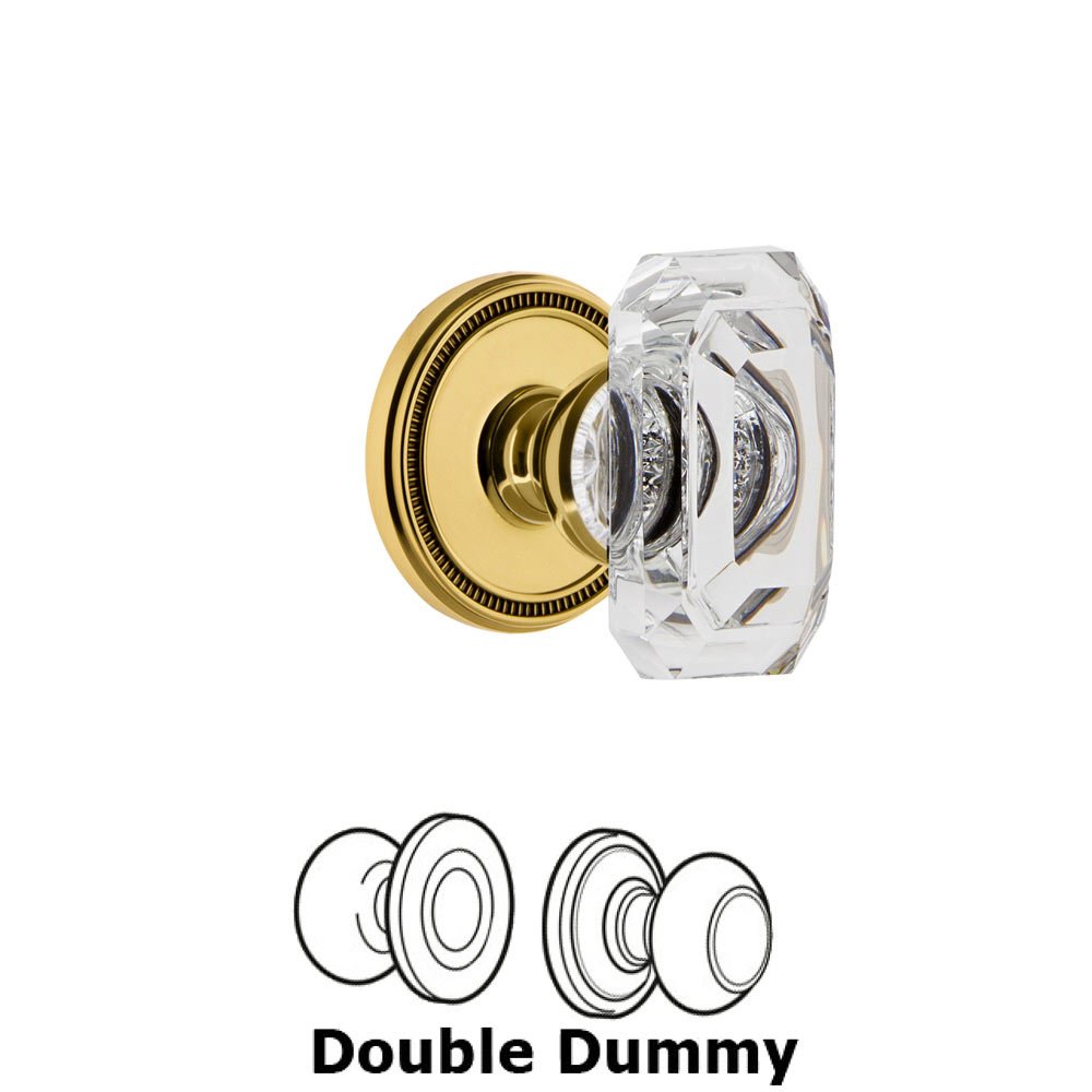 Grandeur Soleil - Double Dummy Knob with Baguette Clear Crystal Knob in Lifetime Brass
