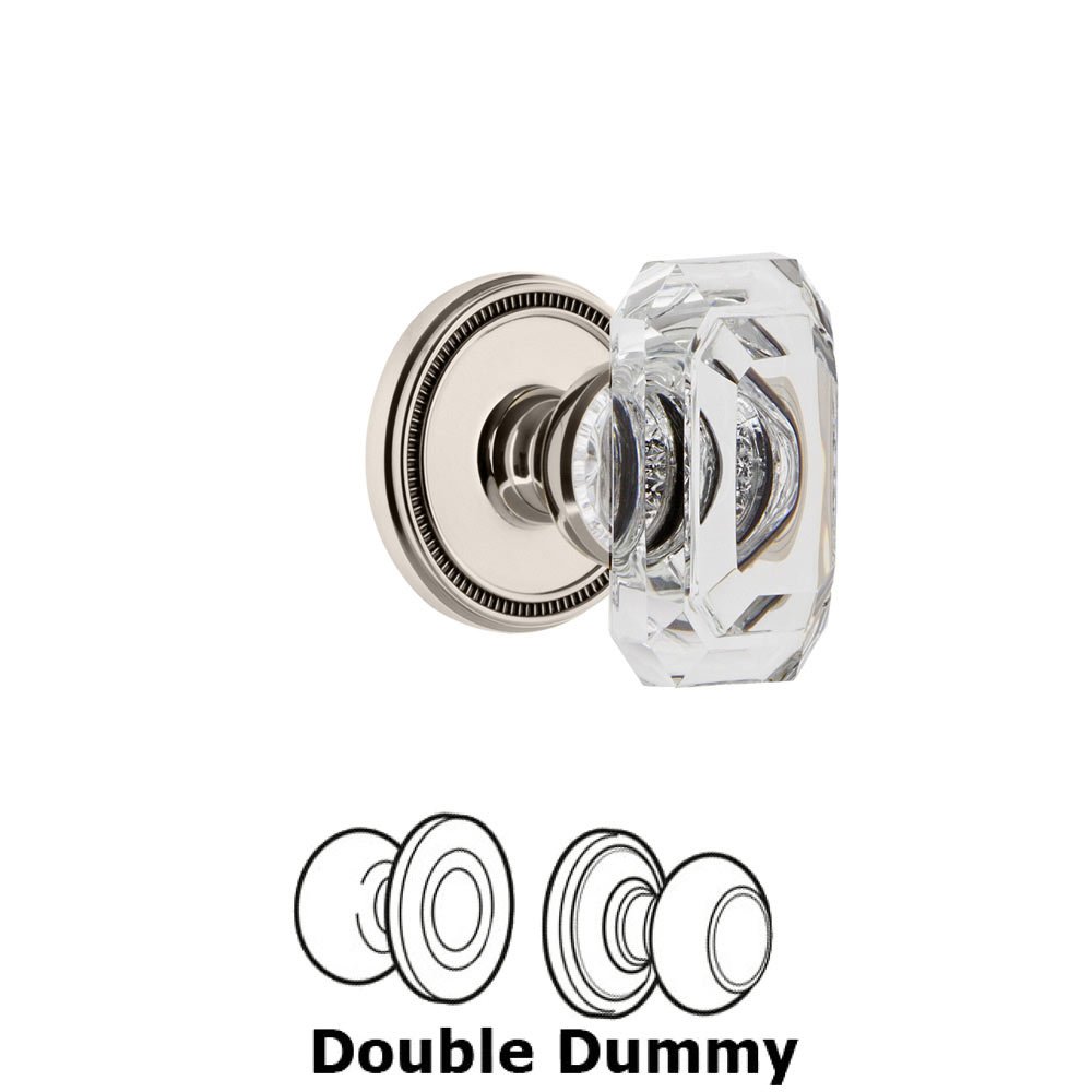 Grandeur Soleil - Double Dummy Knob with Baguette Clear Crystal Knob in Polished Nickel