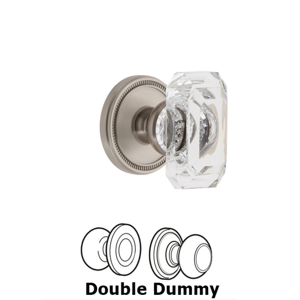 Grandeur Soleil - Double Dummy Knob with Baguette Clear Crystal Knob in Satin Nickel