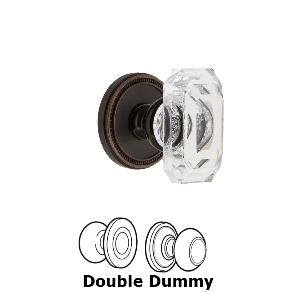 Grandeur Soleil - Double Dummy Knob with Baguette Clear Crystal Knob in Timeless Bronze