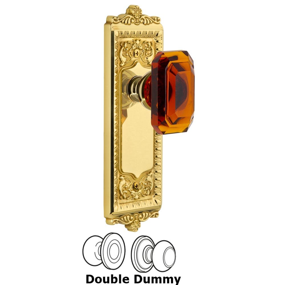 Grandeur Windsor - Double Dummy Knob with Baguette Amber Crystal Knob in Lifetime Brass