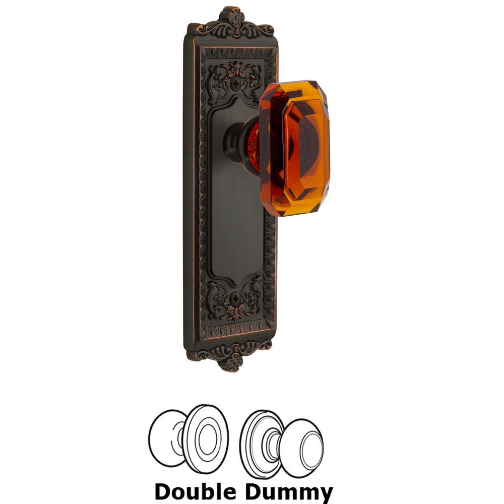 Grandeur Windsor - Double Dummy Knob with Baguette Amber Crystal Knob in Timeless Bronze