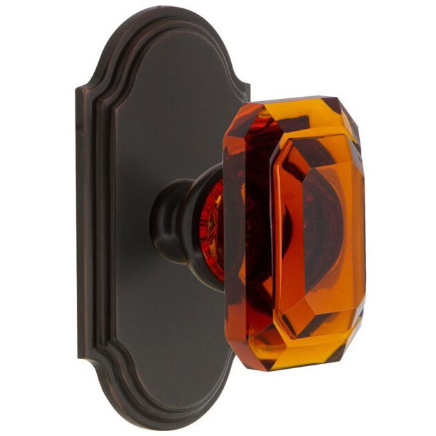 Grandeur Arc - Privacy Knob with Baguette Amber Crystal Knob in Timeless Bronze