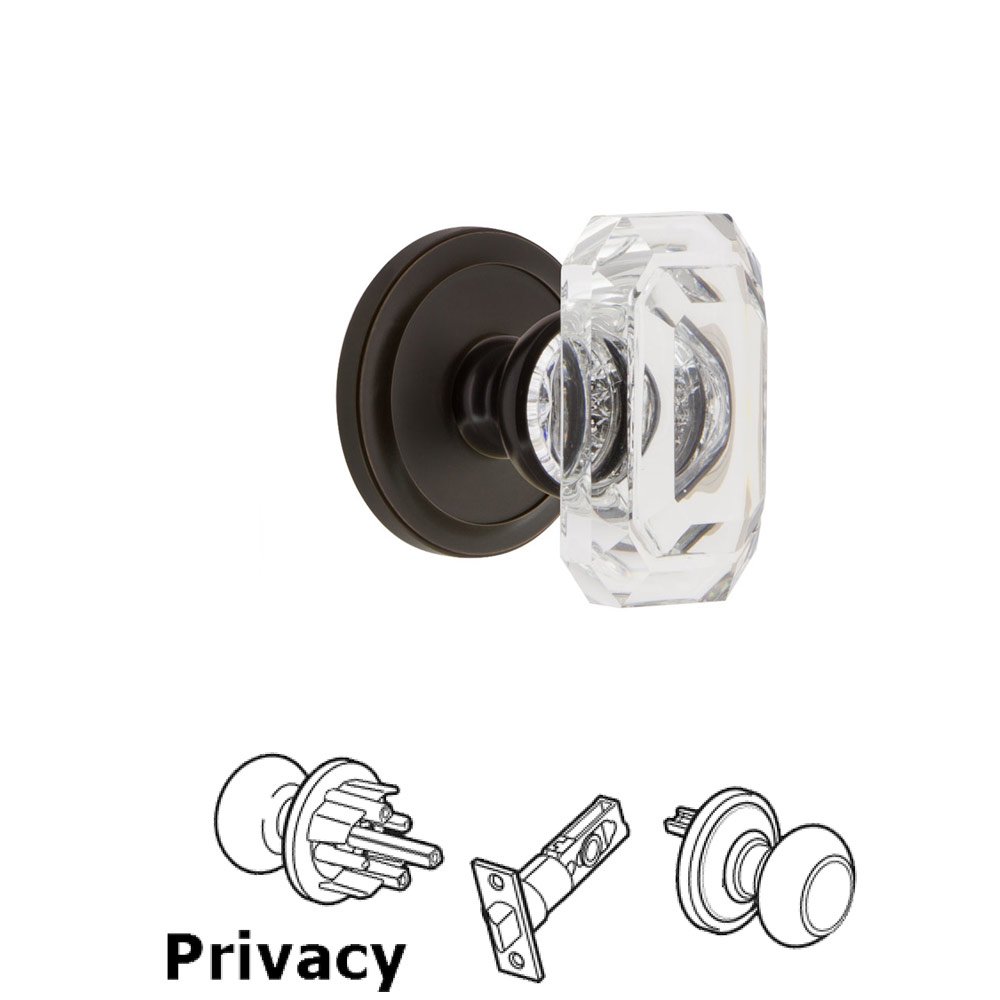 Grandeur Circulaire - Privacy Knob with Baguette Clear Crystal Knob in Timeless Bronze
