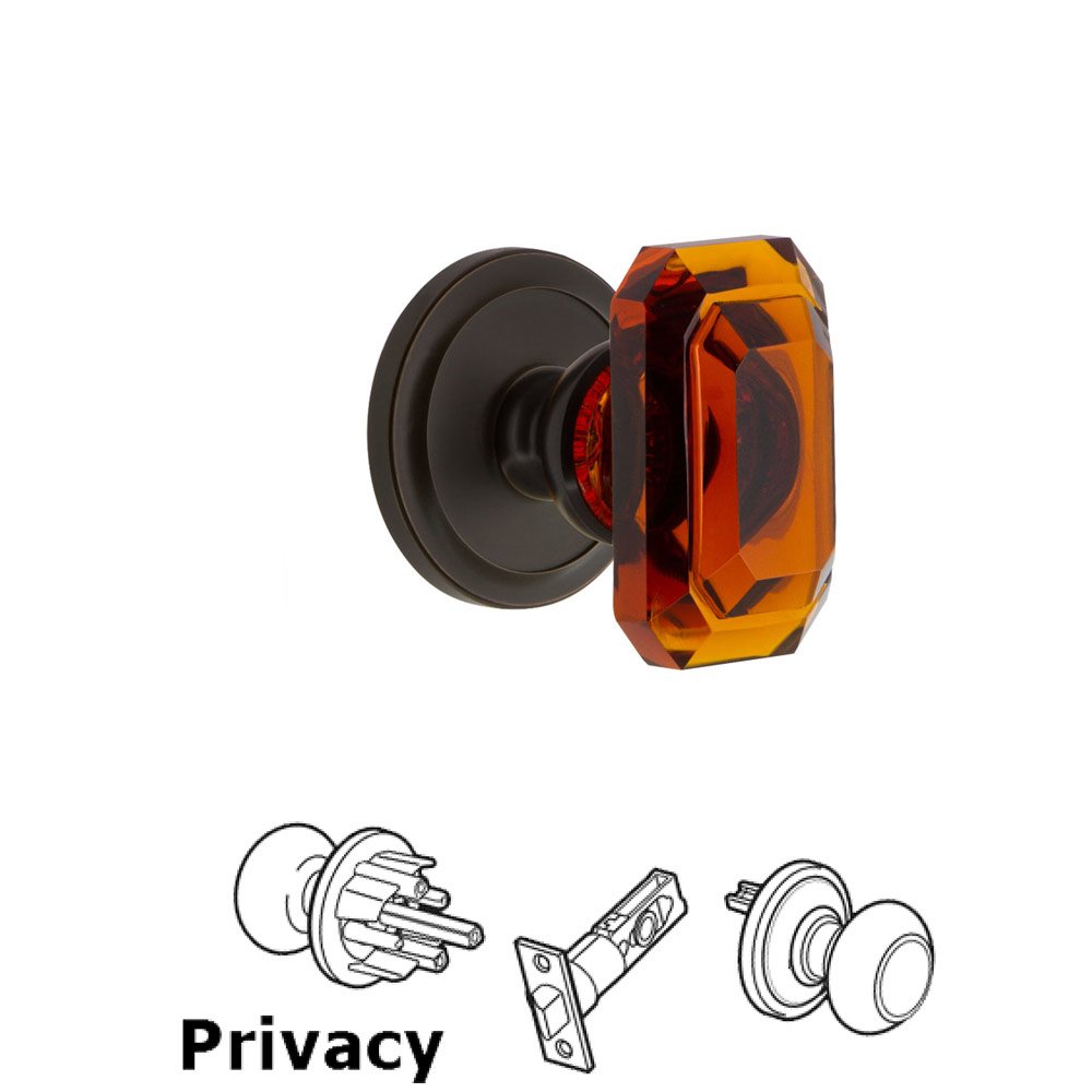 Grandeur Circulaire - Privacy Knob with Baguette Amber Crystal Knob in Timeless Bronze