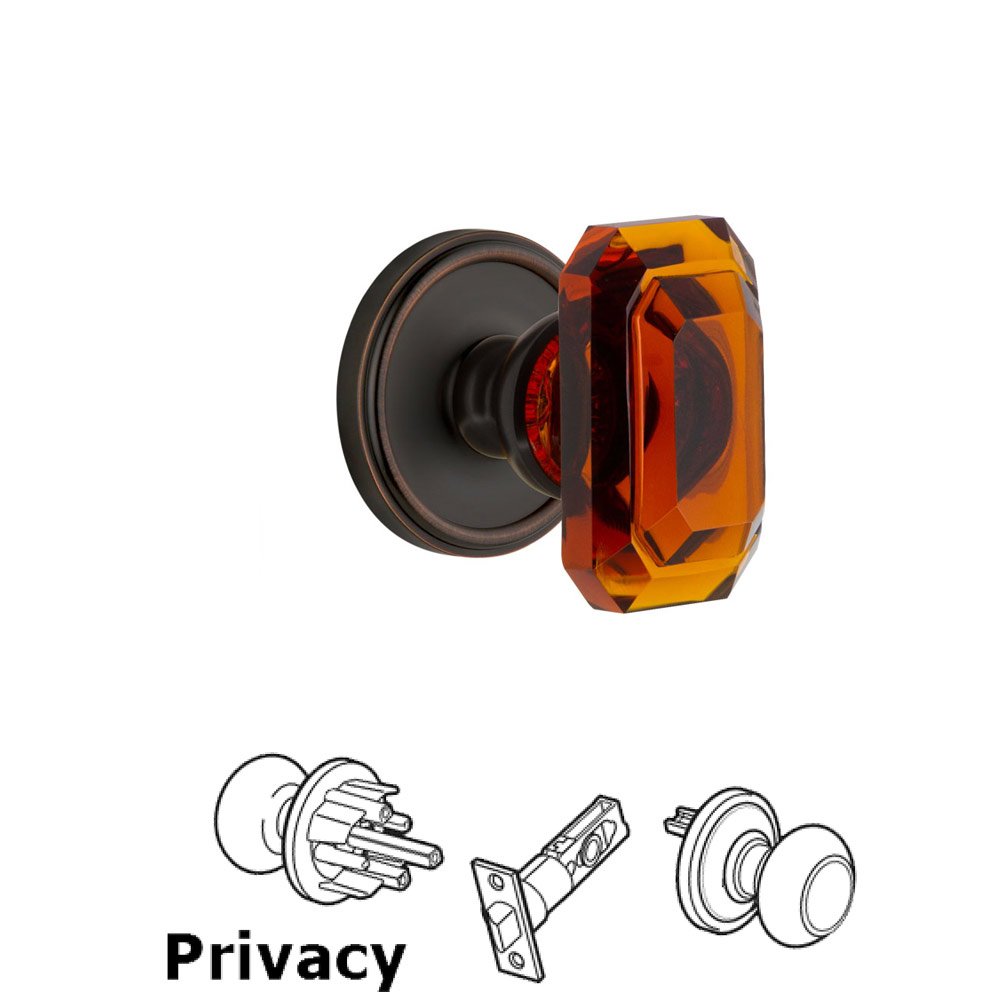 Grandeur Georgetown - Privacy Knob with Baguette Amber Crystal Knob in Timeless Bronze