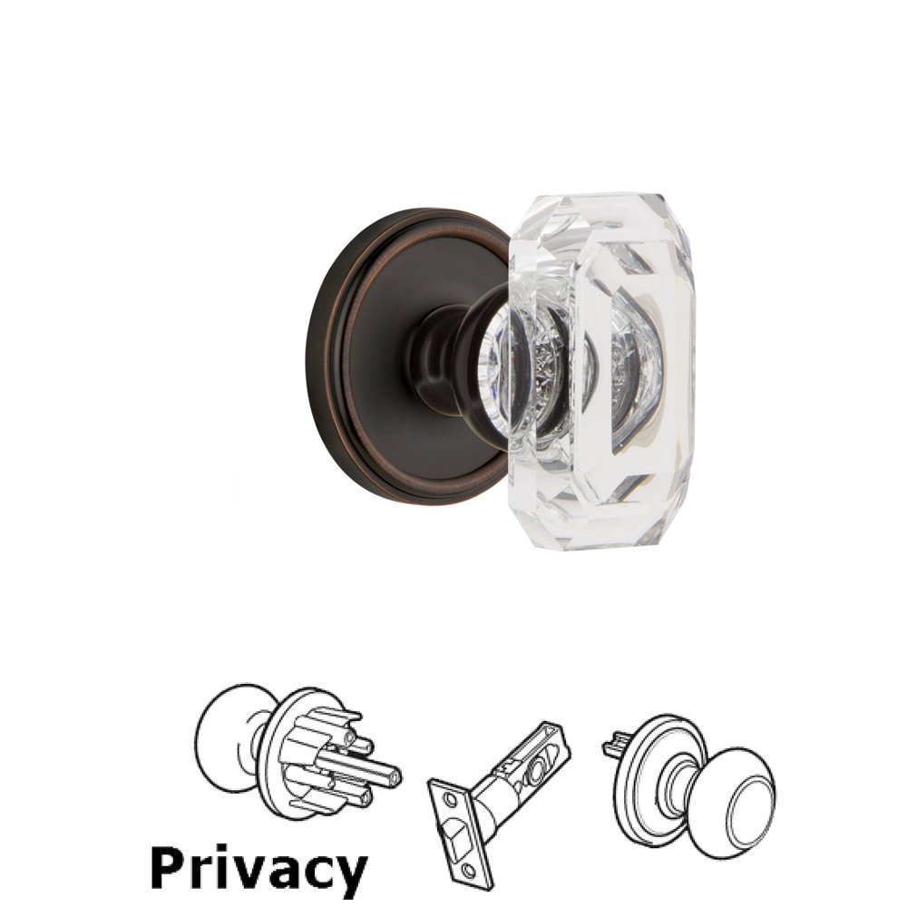Grandeur Georgetown - Privacy Knob with Baguette Clear Crystal Knob in Timeless Bronze