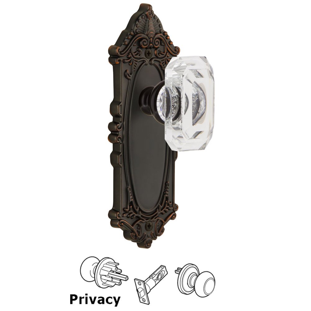 Grandeur Grande Victorian - Privacy Knob with Baguette Clear Crystal Knob in Timeless Bronze