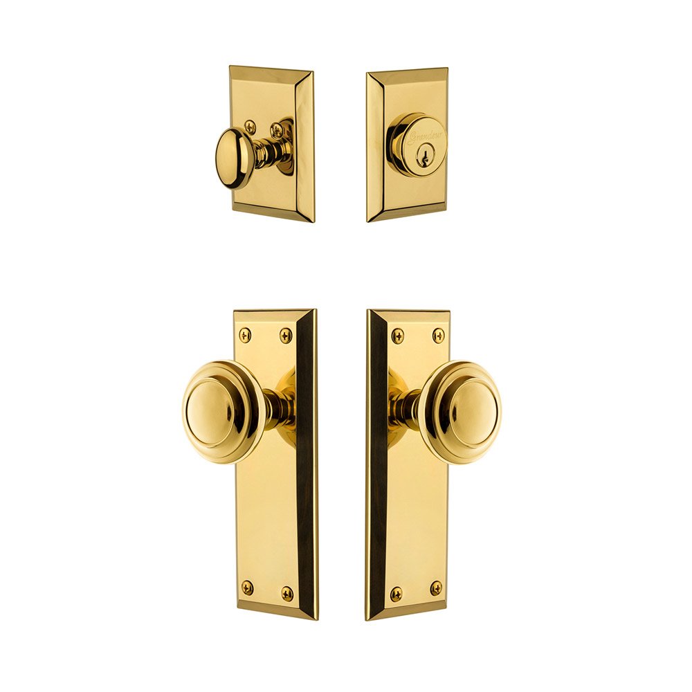 Grandeur Fifth Avenue Plate With Circulaire Knob & Matching Deadbolt In Lifetime Brass