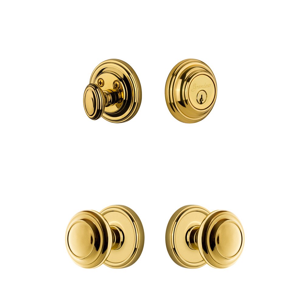 Grandeur Georgetown Rosette With Circulaire Knob & Matching Deadbolt In Lifetime Brass