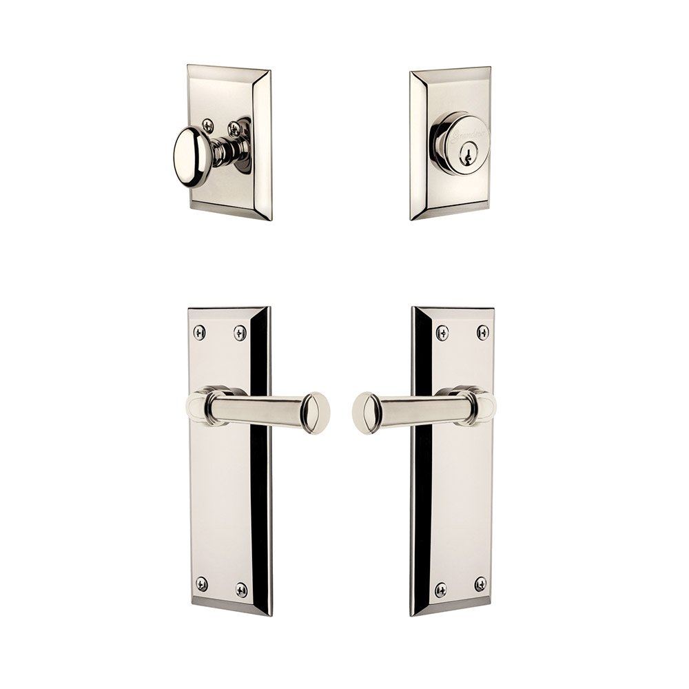 Grandeur Fifth Avenue Plate With Georgetown Lever & Matching Deadbolt In Polished Nickel