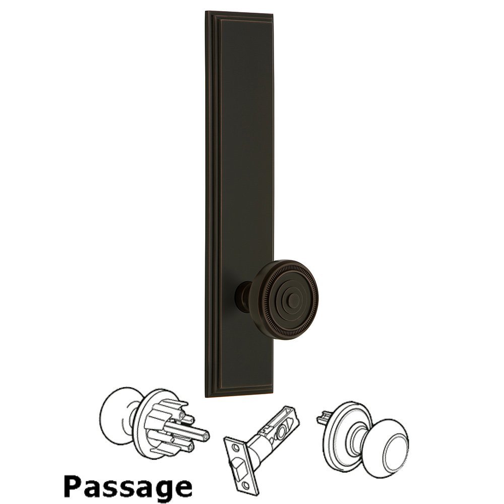 Grandeur Passage Carre Tall Plate with Soleil Knob in Timeless Bronze