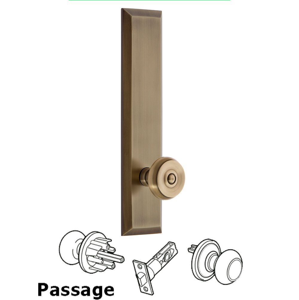 Grandeur Passage Fifth Avenue Tall with Bouton Knob in Vintage Brass