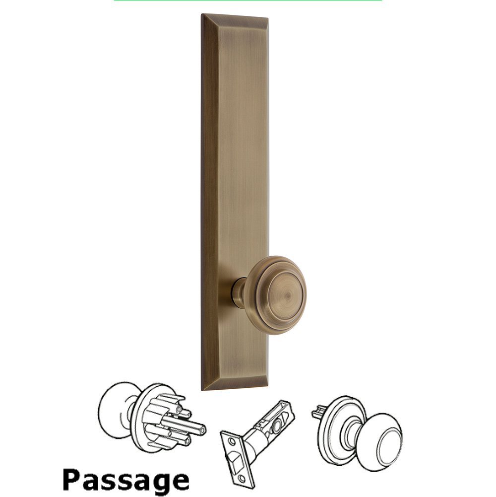 Grandeur Passage Fifth Avenue Tall with Circulaire Knob in Vintage Brass