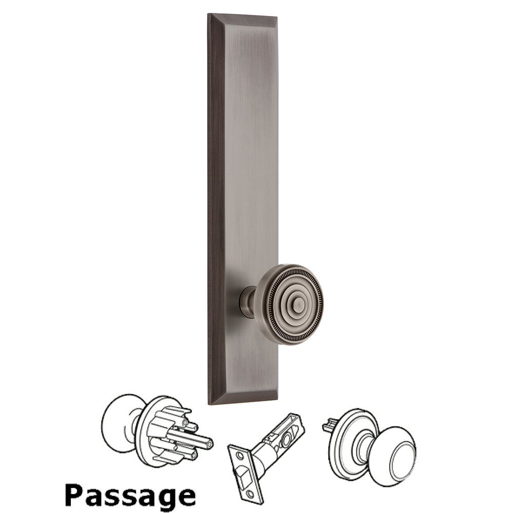 Grandeur Passage Fifth Avenue Tall with Soleil Knob in Antique Pewter
