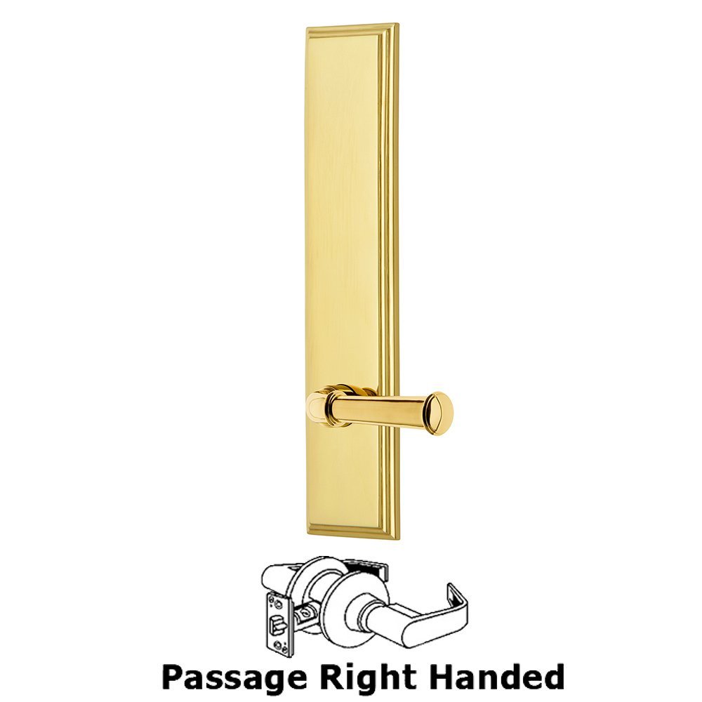 Grandeur Passage Carre Tall Plate with Georgetown Right Handed Lever in Lifetime Brass