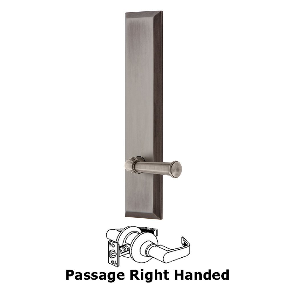Grandeur Passage Fifth Avenue Tall with Georgetown Right Handed Lever in Antique Pewter