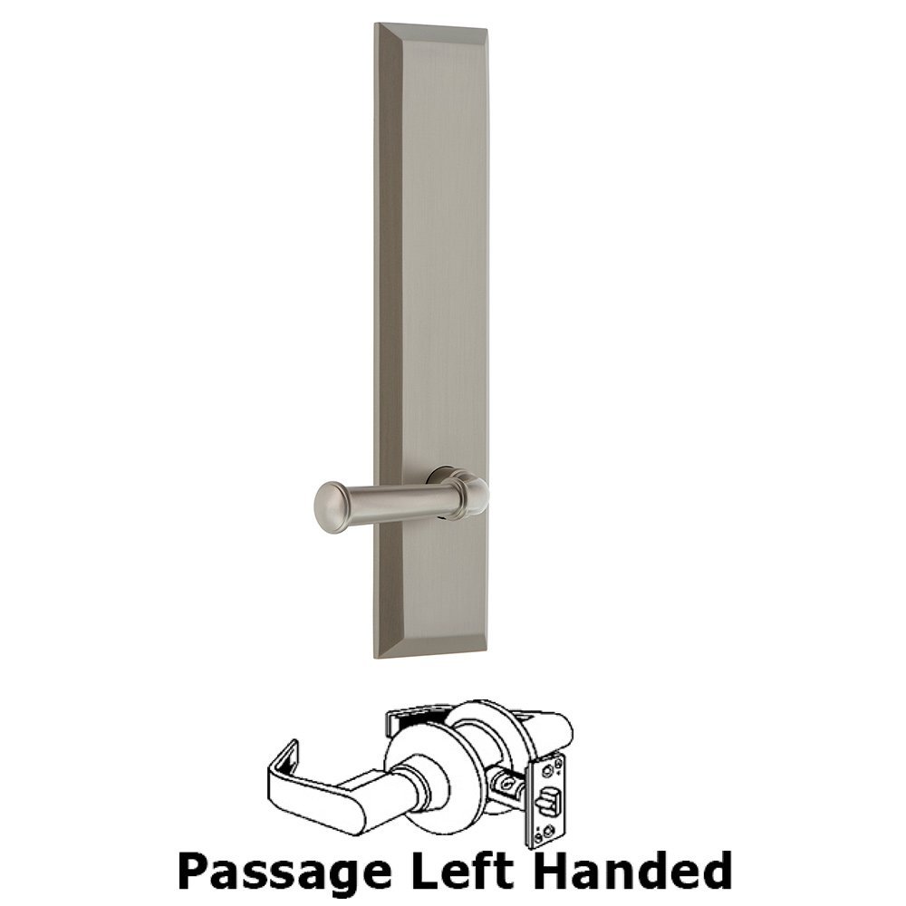 Grandeur Passage Fifth Avenue Tall with Georgetown Left Handed Lever in Satin Nickel