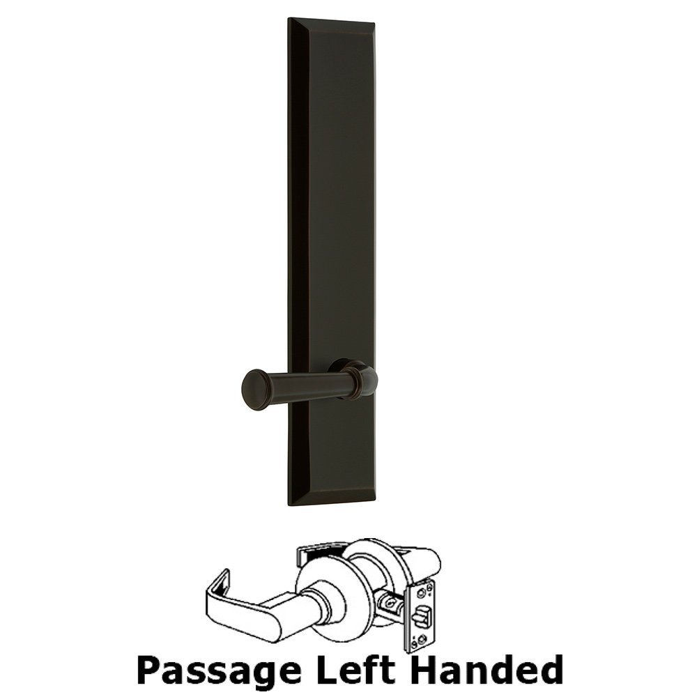 Grandeur Passage Fifth Avenue Tall with Georgetown Left Handed Lever in Timeless Bronze