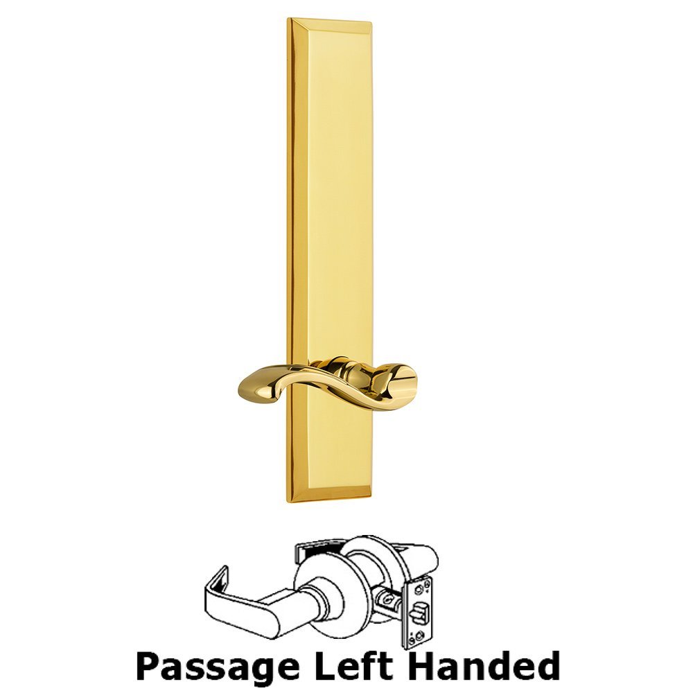 Grandeur Passage Fifth Avenue Tall with Portofino Left Handed Lever in Lifetime Brass